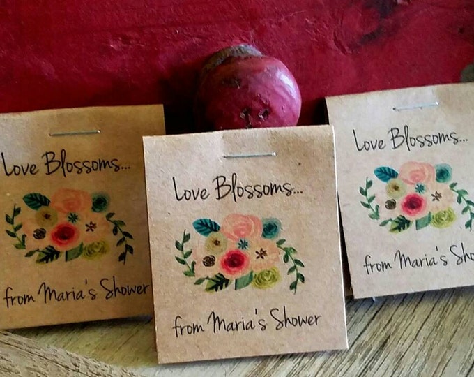 30 Personalized MINI Floral Bridal Shower Flower Seed Packet Favors Sow in Love Wildflower Seeds Wedding Favors Rehearsal Dinner Thank You