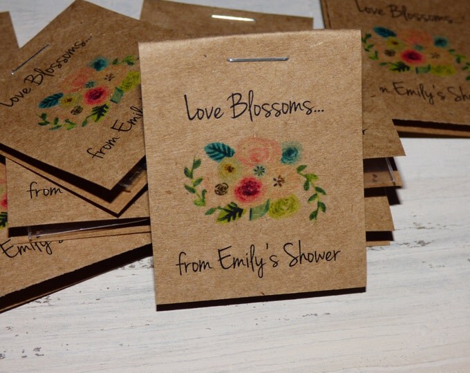 30 Personalized MINI Floral Bridal Shower Flower Seed Packet Favors Sow in Love Wildflower Seeds Wedding Favors Rehearsal Dinner Thank You