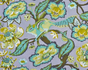 Tula Pink Fabric, Chipper in Mint, Chipmunk Fabric, Free Spirit, By the Yard
