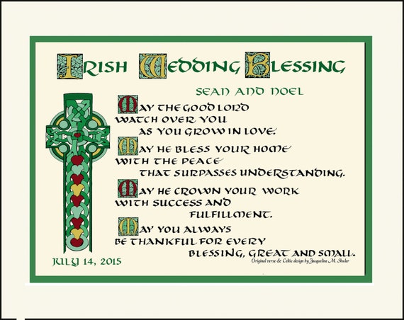 Irish Wedding Blessing personalized composed and hand