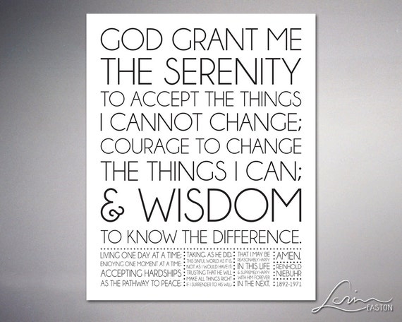 the serenity prayer by reinhold neibuhr black text 8x10