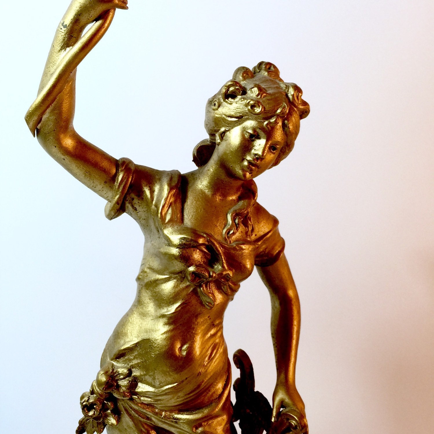 Antique French Figural Lamp. Gold Lady Lamp No.002044 cs