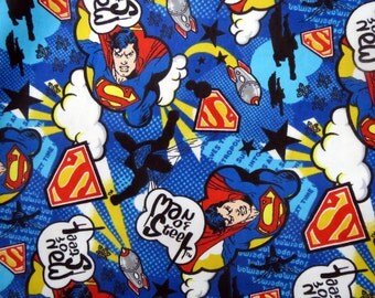 Super Man - Man of Steel Flannel Fabric by the Yard 1 Yard