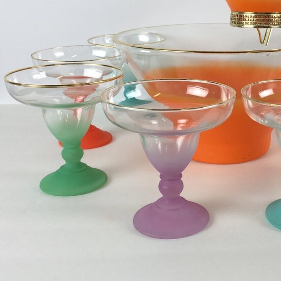 Mid Century vintage Blendo margarita glasses set 8