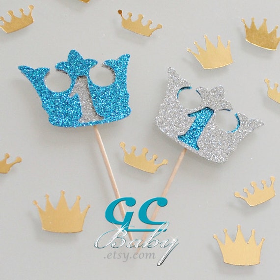 CUSTOM Prince Crown Cupcake Toppers & Centerpiece Decorations