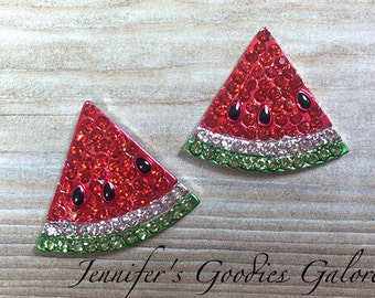 Red Rhinestone Watermelons, 19mm, Set of 2, Flatback Embellishments, Watermelon Buttons, Watermelon Embellishments, DIY Crafts
