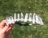 Raw Quartz crystal crown, crystal tiara, crystal headpiece, music festival crown, coachella crown, alternative bridal crown, mermaid crown