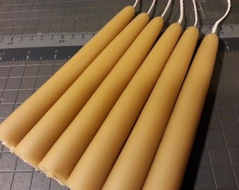 6 candles 8" x 1" hand dipped pure beeswax candles