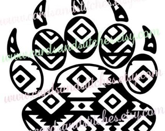 Aztec Bear Paw SVG - Aztec Bear Paw - Digital Cutting File - Cricut SVG Cut - Graphic Design - Instant Download - Svg, Dxf, Jpg, Eps, Png