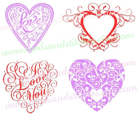 Hearts Svg Fancy Hearts Svg Valentine Hearts Svg Digital
