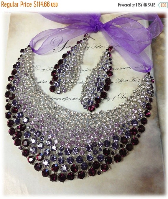 Bridal jewelry set OOAK bib necklace earrings by GlamDuchess