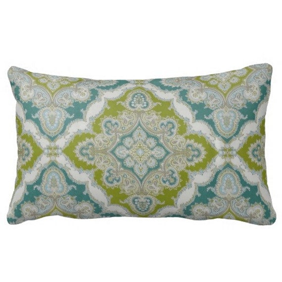 Outdoor Lumbar Pillows Blue Turquoise Lime OUTDOOR Pillows