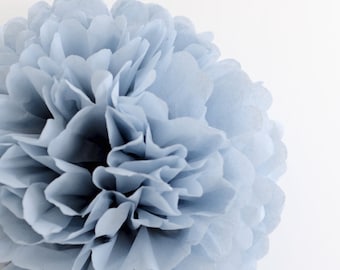 Paper pom pom in Dusty blue/ antique blue - wedding decorations - party decor - vintage blue - party poms- boys birthday - baby shower