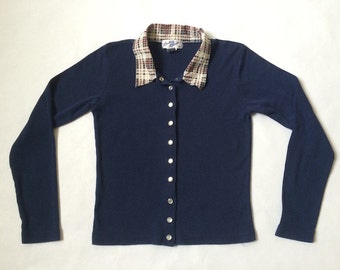 Vintage 90's Ribbed Navy Babydoll Womens Top