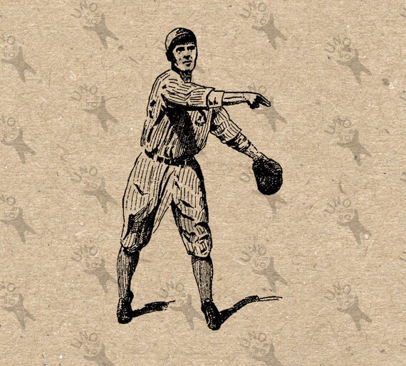 Vintage Baseball Player Pitcher image Instant Download