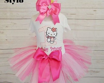 Hello Kitty Tutu Set, Hello Kitty Birthday Shirt, Hello Kitty birthday outfit, FREE SHIPPING, tutu,colorful tutu,girl birthday outfit