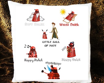 Doctor Who Daleks Soft Kitty inspired Pillow Cushion Cover