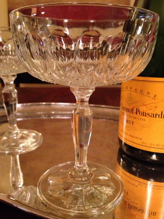 2 Vintage Champagne Coupe Glasses Set of Two