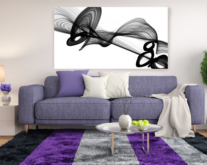 Industrial Abstract in Black and White 2015-1. Unique Abstract Wall Decor, Large Contemporary Canvas Art Print up to 72" by Irena Orlov
