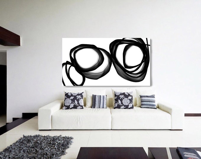 Abstract Expressionism in Black And White 4. Contemporary Unique Wall Decor, Large Contemporary Canvas Art Print up to 72" by Irena Orlov
