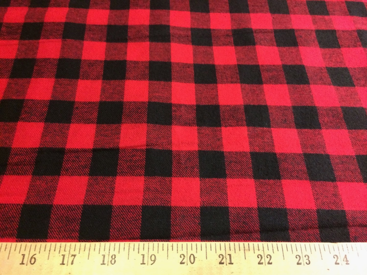 Black/Red Buffalo Plaid 100% Cotton Flannel Fabric 58