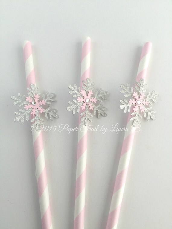 20 pink snowflake paper straws winter wonderland 20 pink snowflake paper straws winter wonderland