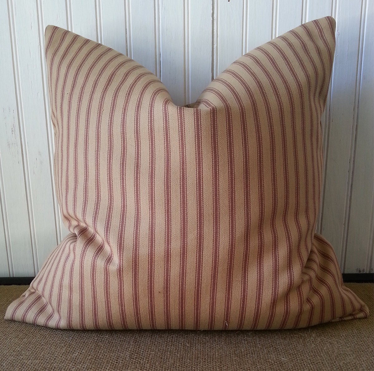 Farmhouse Brown Ticking Ticking Pillow Rustic Ticking