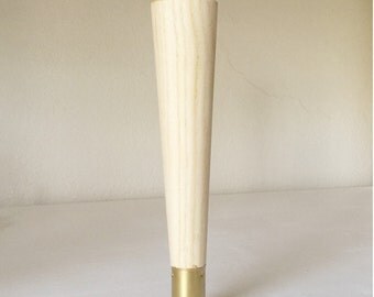 8" Mid-century Modern Brass Tapered Replacement Leg