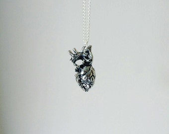 Anatomical Heart Necklace - by Traditionalheart - Silver, Handmade