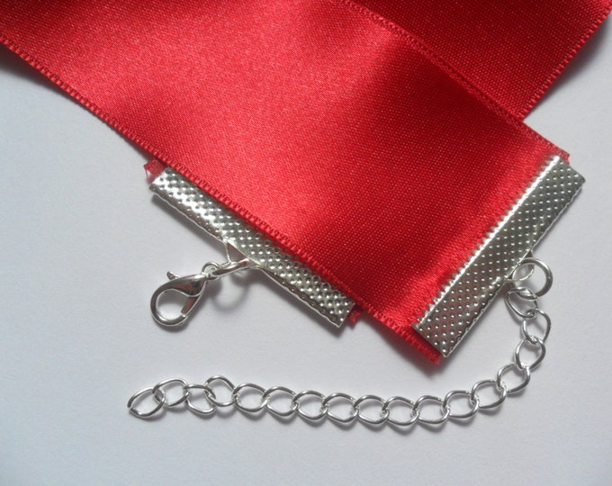 Red 1.5 inch wide satin choker necklace, pick your neck size.