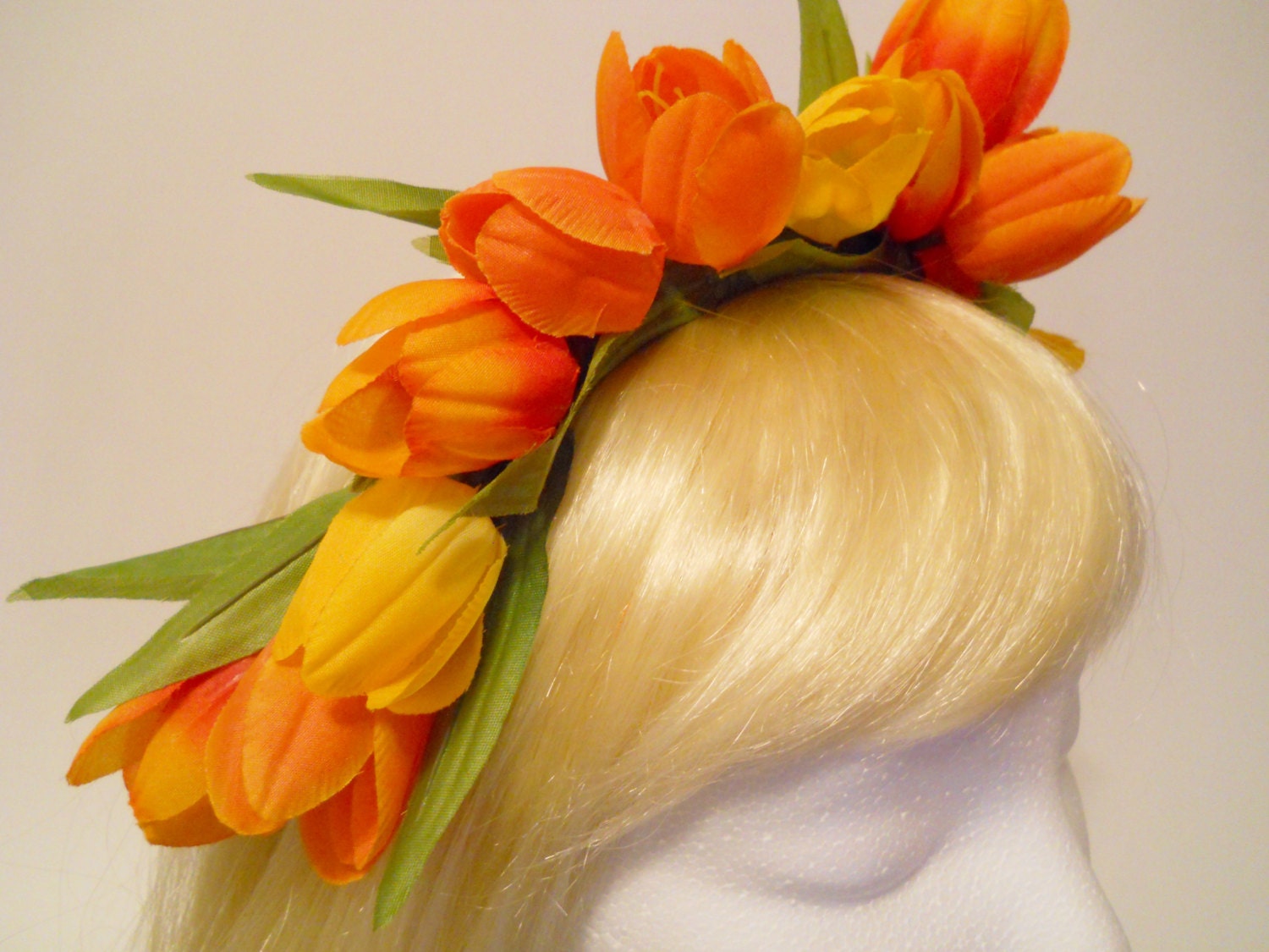 Tulip Flower Crown Easter Flower Orange Yellow Tulips Headband