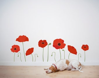 Poppies Printed Wall Decal -Poppies Decal, Flower Wall Sticker, California Poppies, Nature Wall Decal, Floral Decor, Poppies Decor