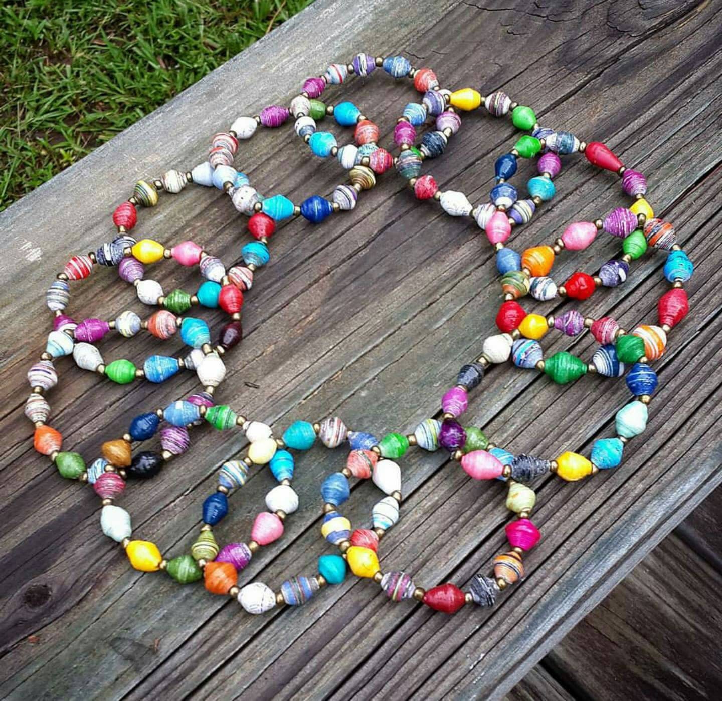 Multi Colored Ugandan Paper Bead Bracelet