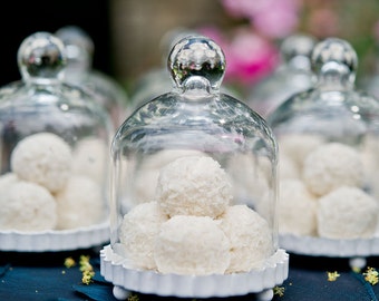 Wedding Supplies 4 Miniature Glass Bell Jar With Fluted Base Ideal for Creating Wedding Table Decorations or Food Favors at Parties