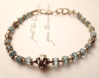 Apatite bracelet -Blue bead bracelet -blue gemstone jewelry