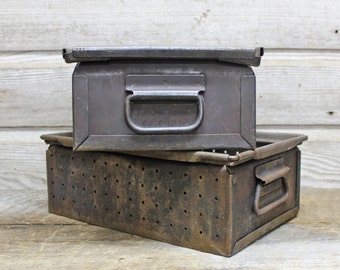 Vintage Industrial Metal Storage Bin