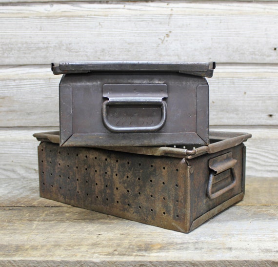 Vintage Industrial Metal Storage Bin