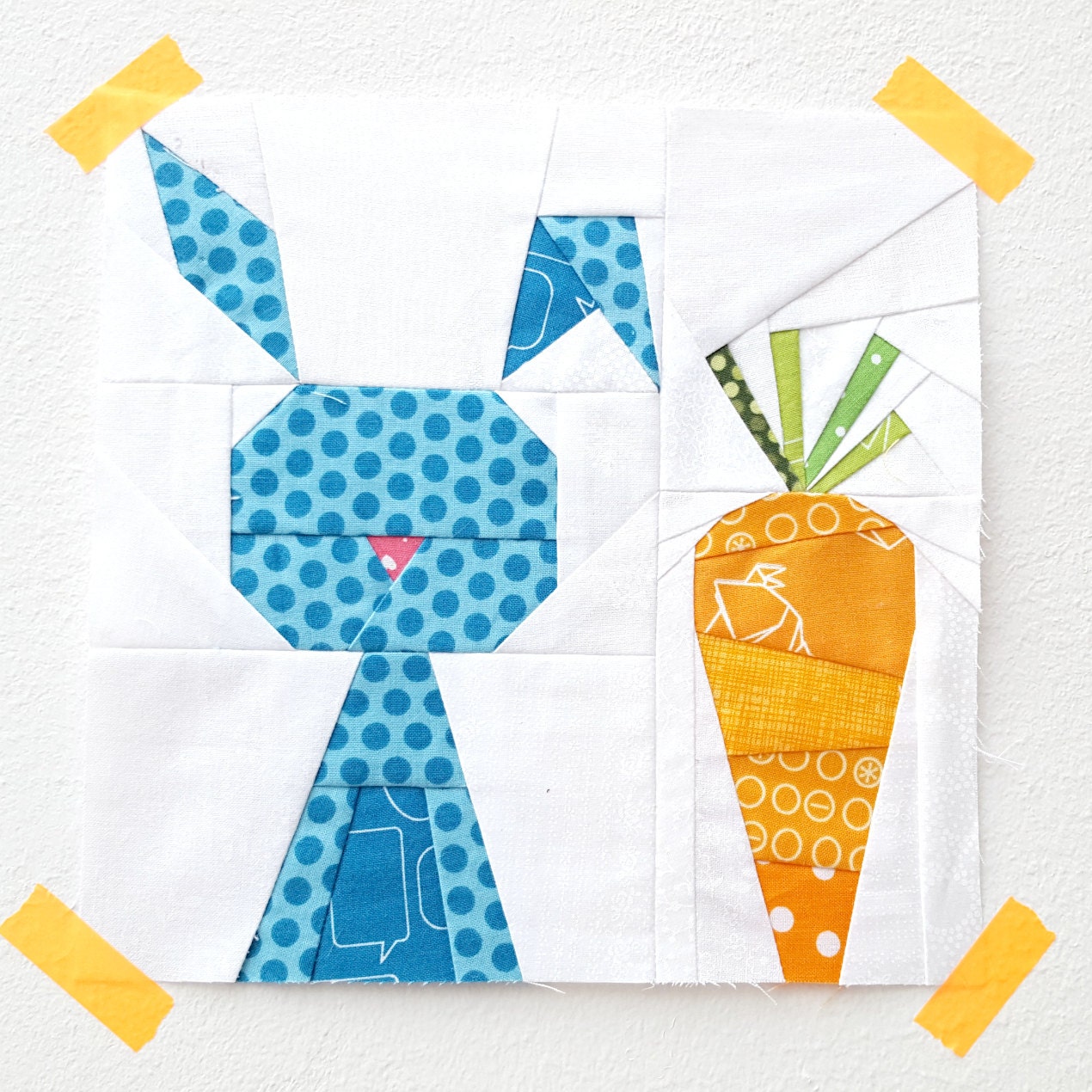 Funny Bunny quilt block pattern paper piecing block