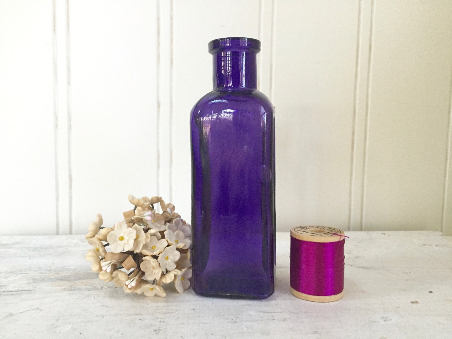Vintage PURPLE GLASS BOTTLE Amethyst Bottle Plum