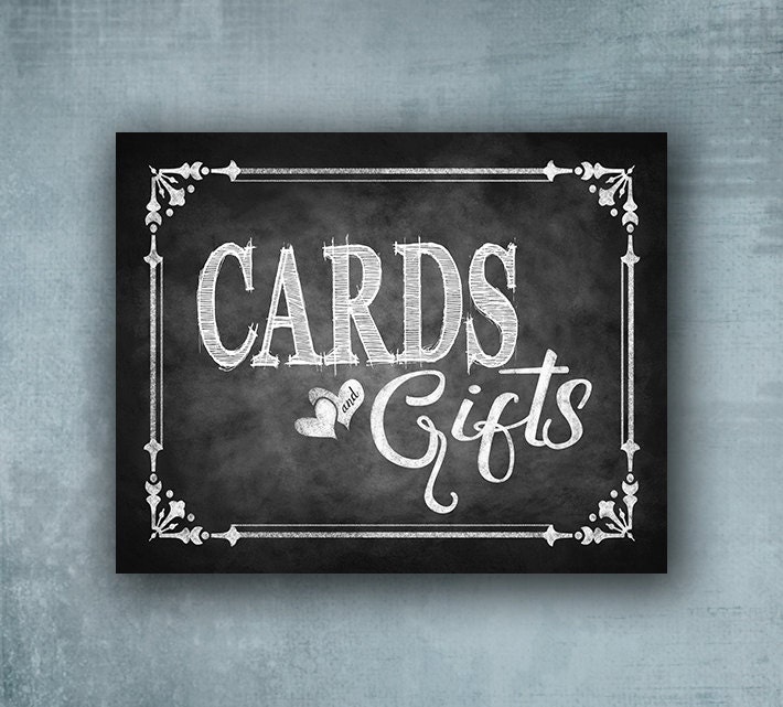 CARDS and Gifts wedding or special event sign, Printed Chalkboard ...