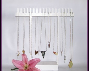 White Chain Necklace Hanger - Show Display - Necklace Organizer - Necklace Holder - Wood