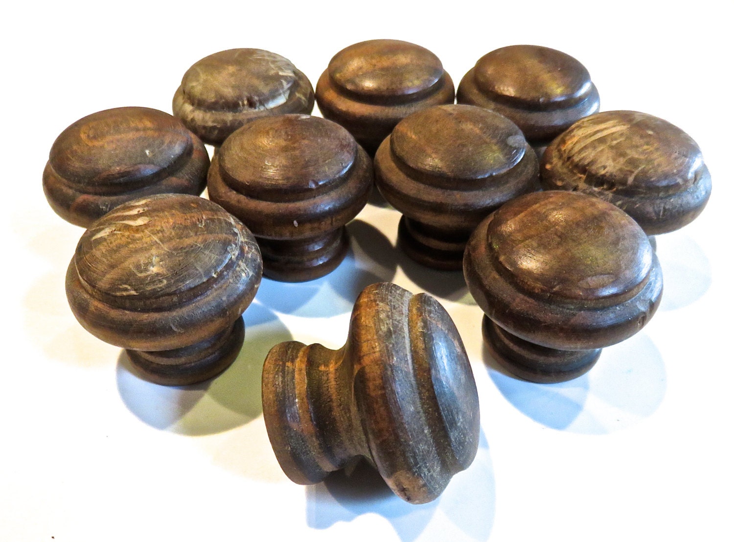 Set of 10Antique Carved Wood Door Knobs/ Pull Handles Vintage Hardware Salvage Haute Juice