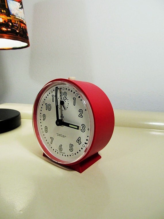 Vintage German Alarm Clock PETER Red Alarm Clock from the 70s