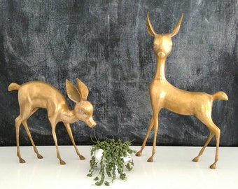 Vintage Brass Deer : Extra Large / Pair