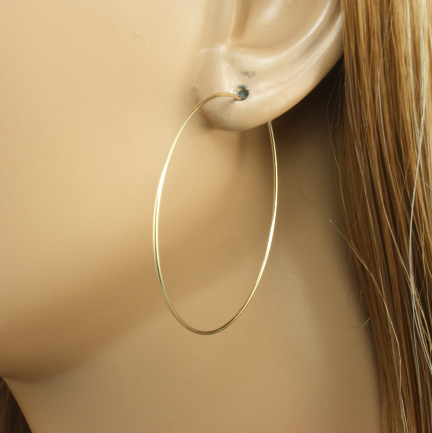 14 KT Gold Filled Hoop Earrings 13/4 45mm Simple