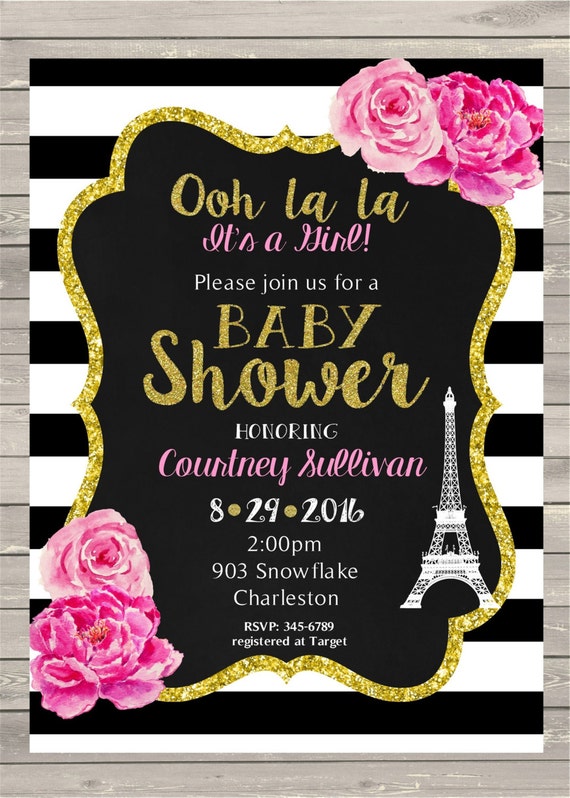 Paris Themed Baby Shower Invitations 2