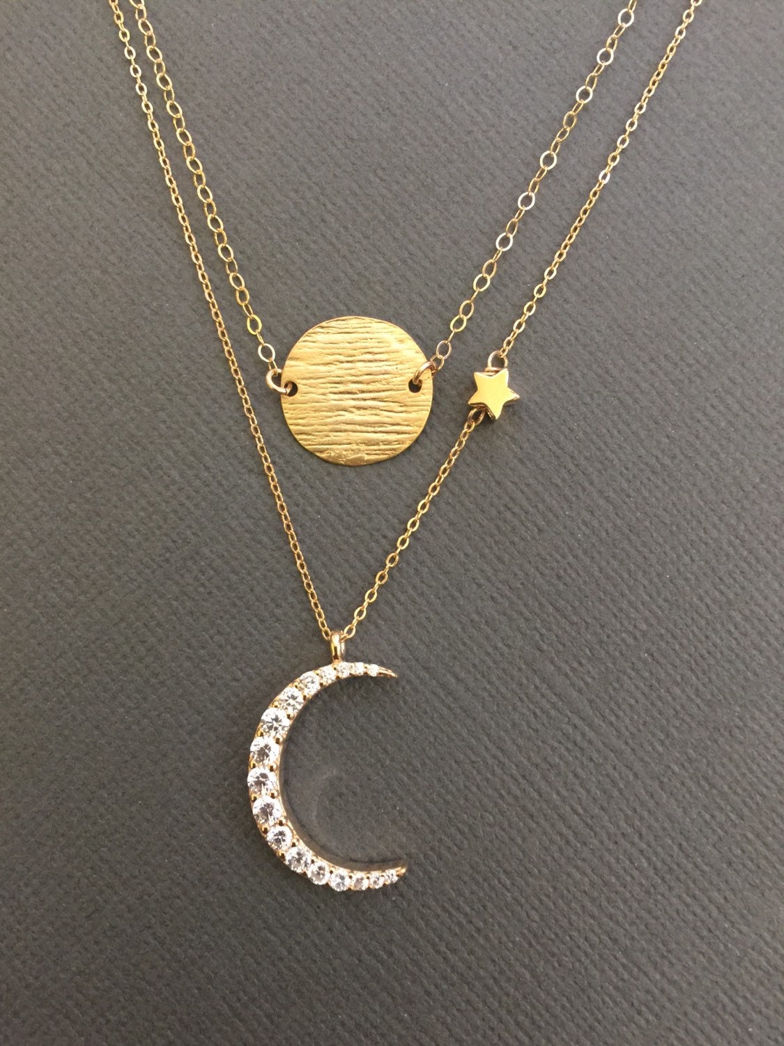 Moon and sun Necklace set Layered Necklace layering Moon and