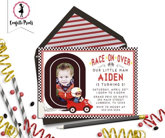 Race Car Birthday Party Invitation | Race Car Birthday | Vintage Race Car Invitation | Race Car Invite | - RACE ON OVER Printable Il_570xn