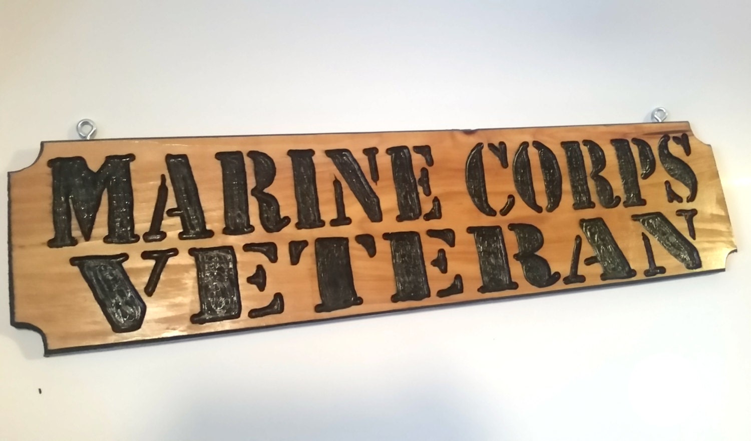 Marine Corps Veteran Carved Wood Sign Armed Forces Military