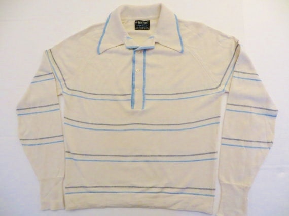 Vintage Sweater Men's Stripe Sweater 60s 70s Knit